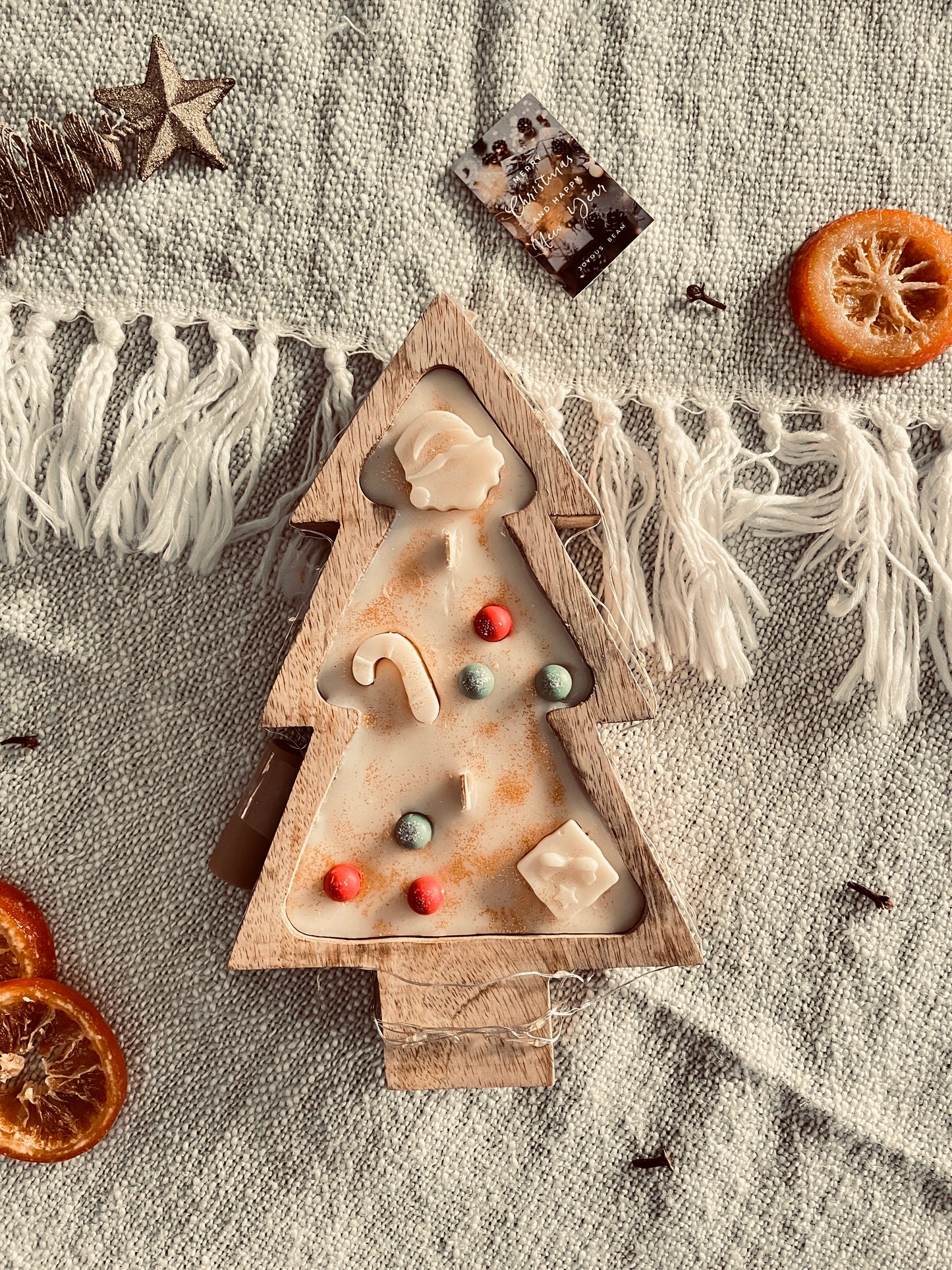 Christmas Tree Wooden Candle