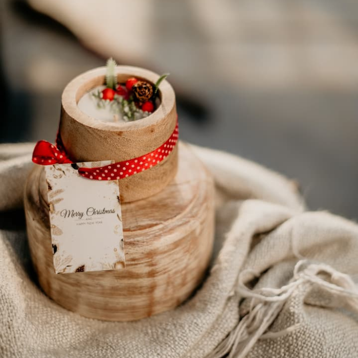 Christmas wooden candle