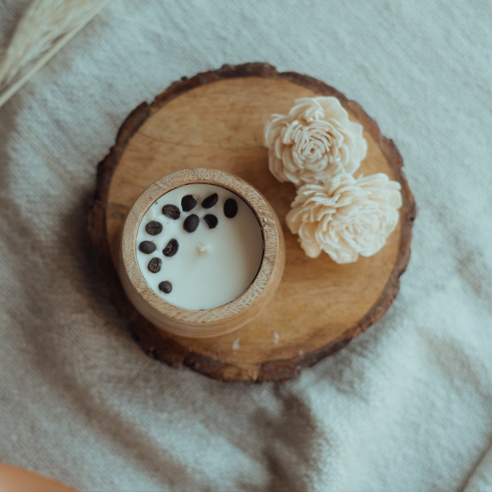 Coffee wooden bowl candle