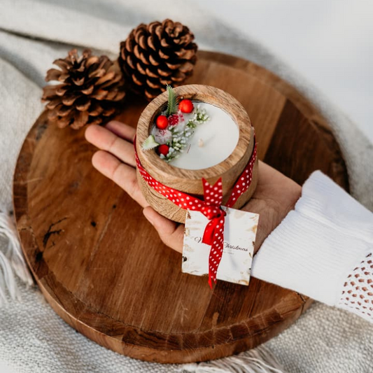 Wooden bowl candle